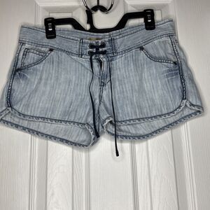 Old Navy Size 6 Ultra Low Waist Denim Shorts Y2K Vintage Lace Up Front